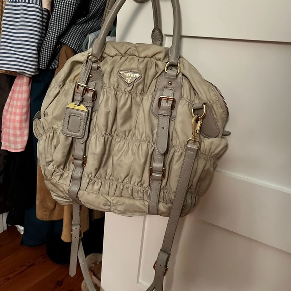 Prada ruched satchel with shoulder strap cream - Picture 8 of 10